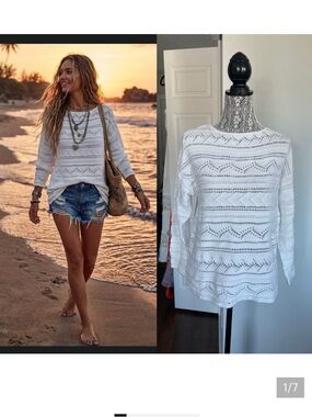 Vintage 100% Cotton Crochet Knit Sweater Pullover Shirt. Small